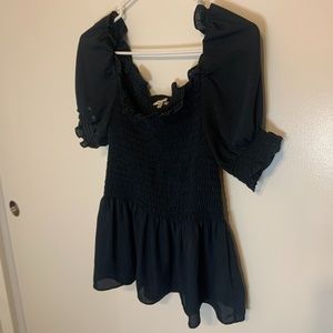 Navy Blue Ruched Blouse